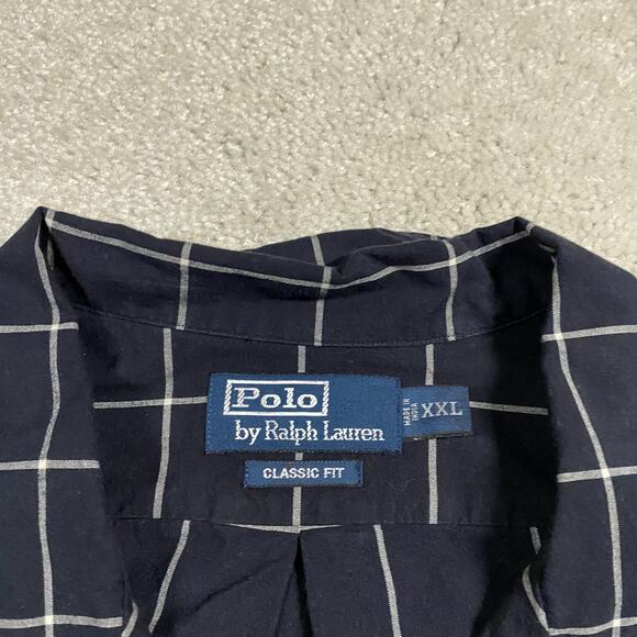 Polo Ralph Lauren Shirt Mens 2XL Windowpane Classic Fit Short Sleeve Camp Collar - Picture 2 of 8
